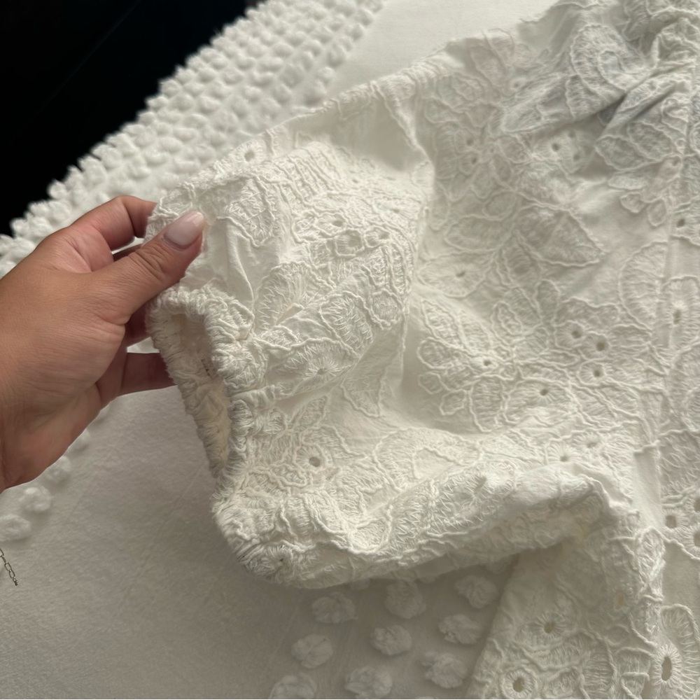 Zara White Eyelet Midi Dress - Picture 6 of 16